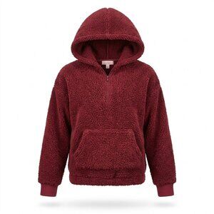 Sunset West Plush Fleece 1/4 Zip Hooded Sweatshirt Girls' Size Large